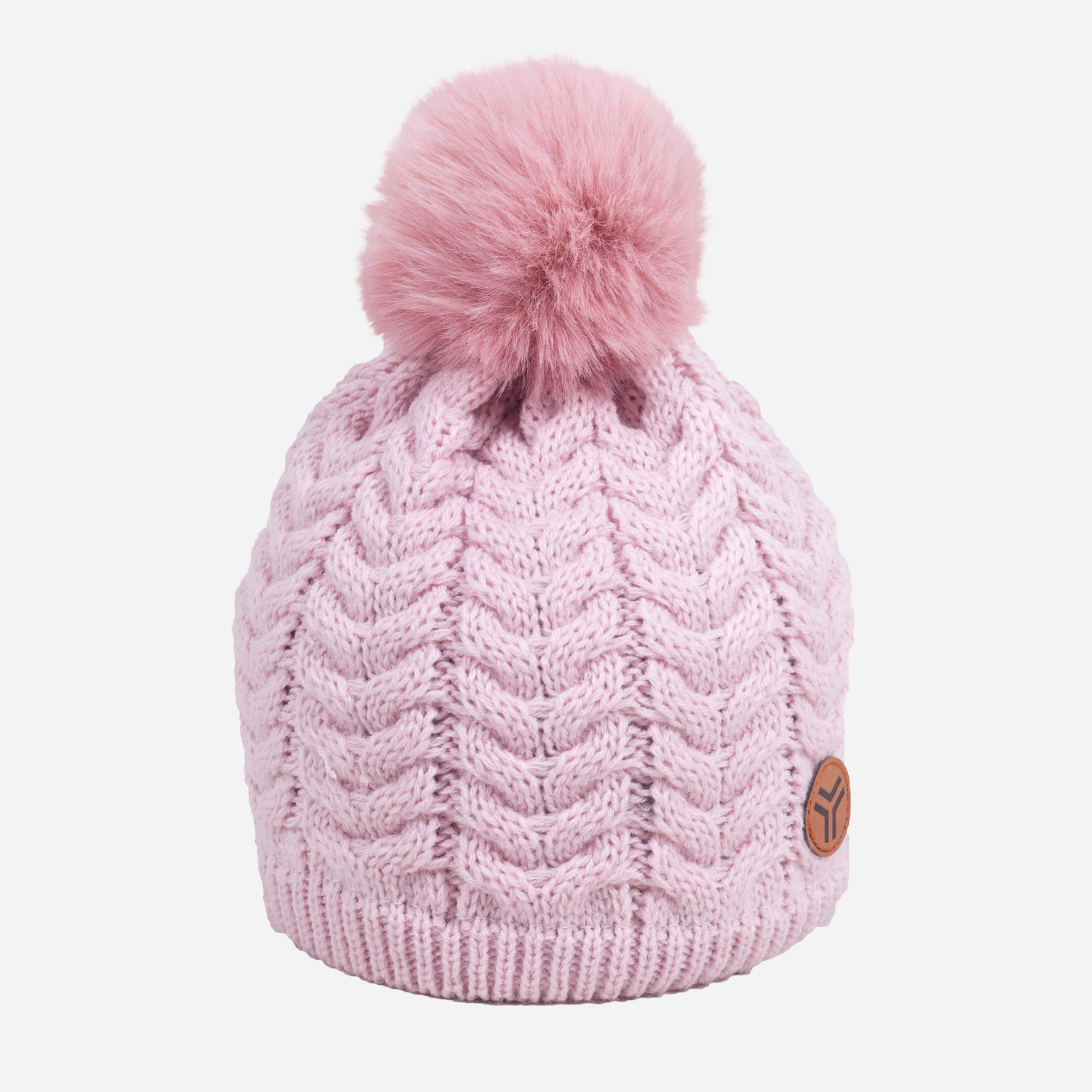 Акція на Дитяча зимова шапка-біні в'язана з помпоном для дівчинки YO! CZZ-0498G 46-48 Світло-рожева від Rozetka