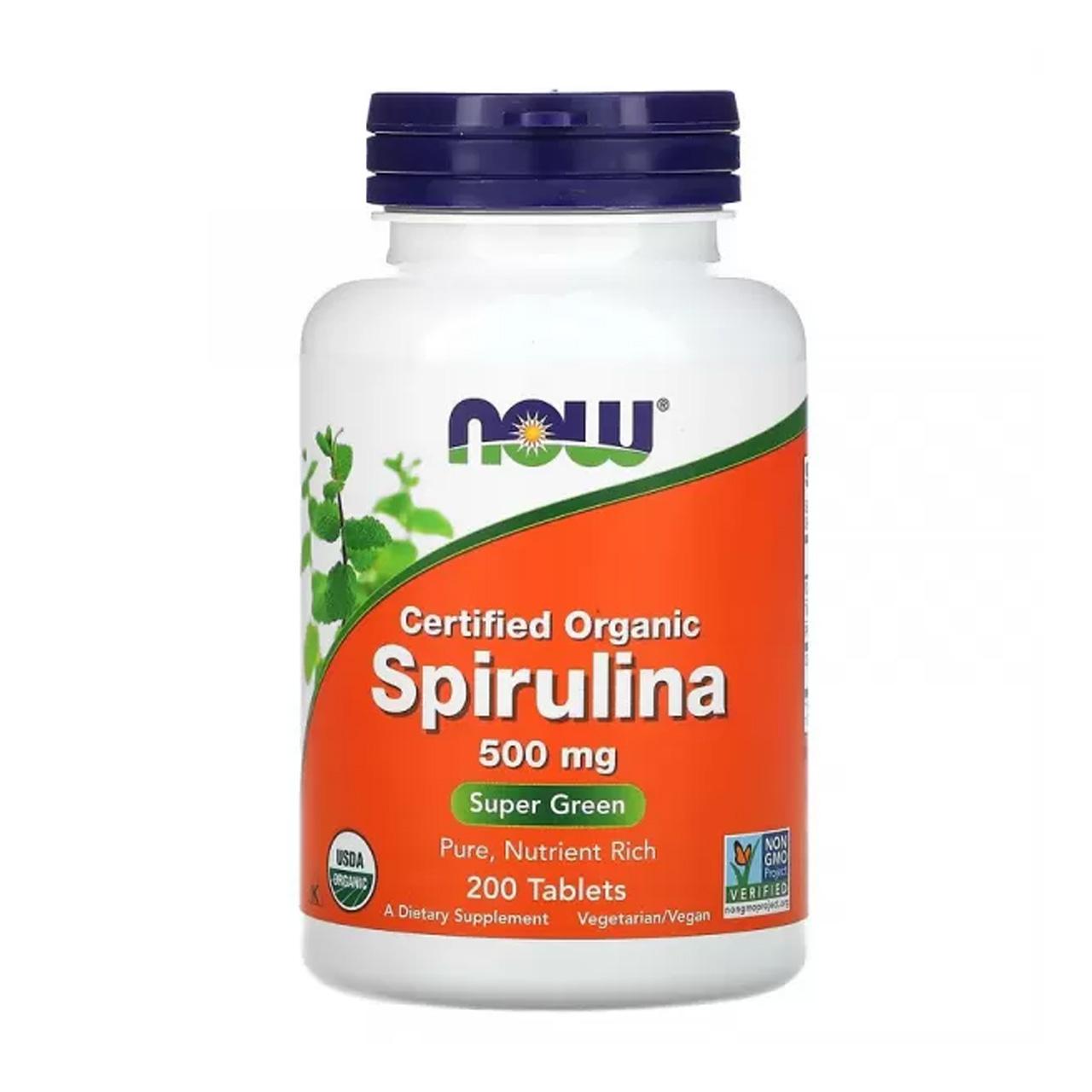 Спирулина органическая (Spirulina Organic) 500 мг 200 таблеток NOW ...