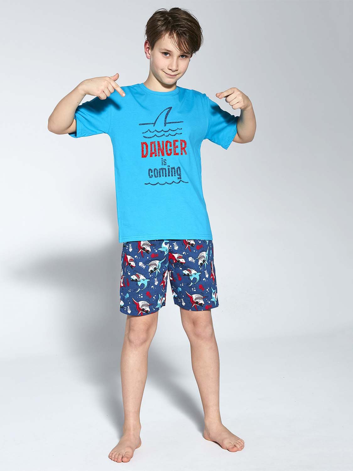 Акція на Піжама дитяча (футболка + шорти) Cornette 94 Danger 790-21 134-140 см Бірюзова/Синя від Rozetka
