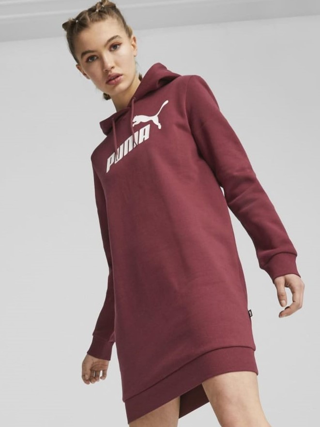 Акція на Сукня міні зимова жіноча Puma Ess Logo Hooded Dress 67198822 M Dark Jasper від Rozetka