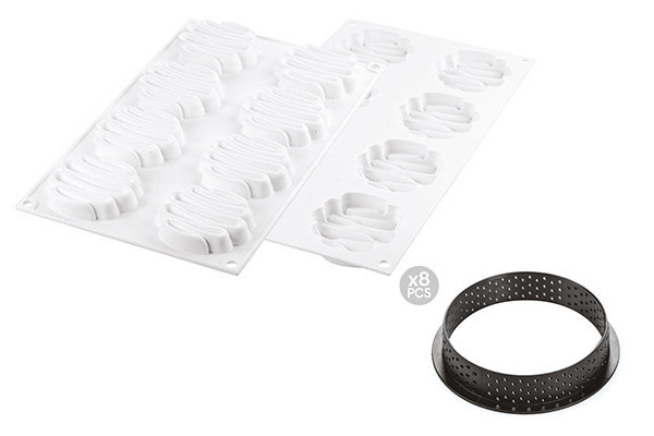 

Набор форм для тарталеток Silikomart Kit Tarte Ring Honore 37.3х21х1.3см/272мл + 8 колец (KIT TARTE RING HONORE D80)