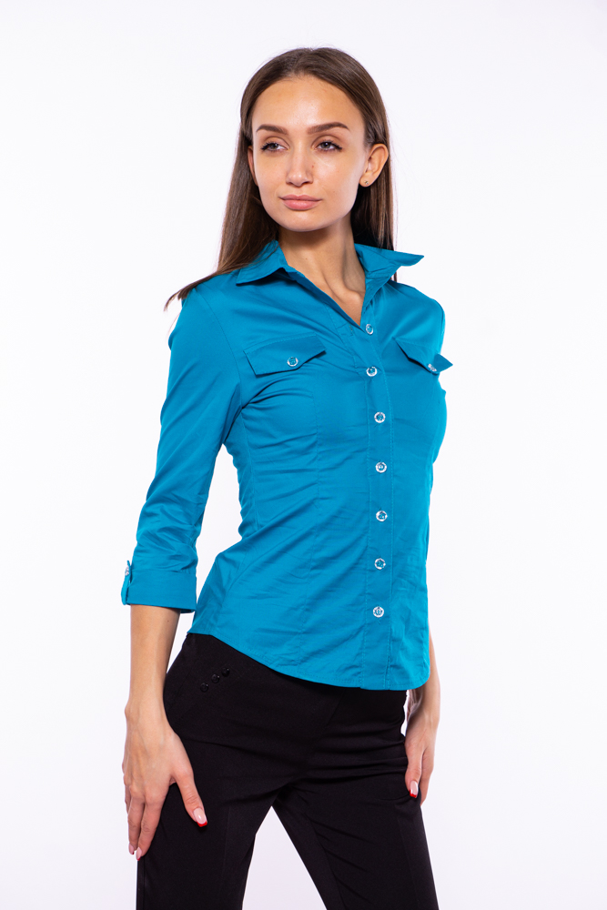 

Рубашка женская с классическим воротником Time of Style 118P005-3 36 Бирюзовый