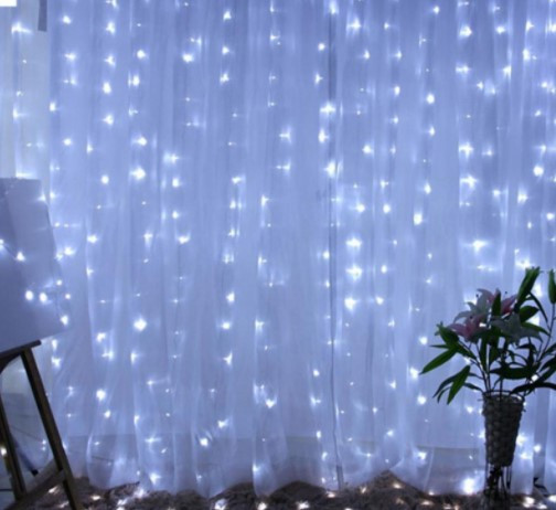 

Гирлянда LED Light леска штора (лучи росы) 3*2 м, белая