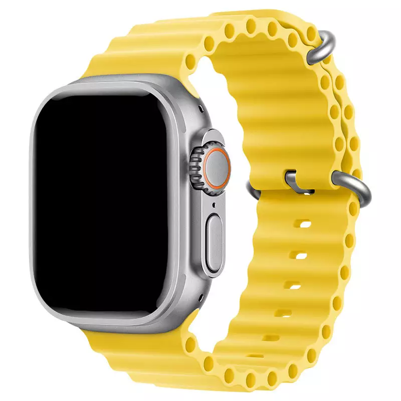 Apple Watch ベルト 42 44 45mm 黒黄 千鳥柄 - 時計