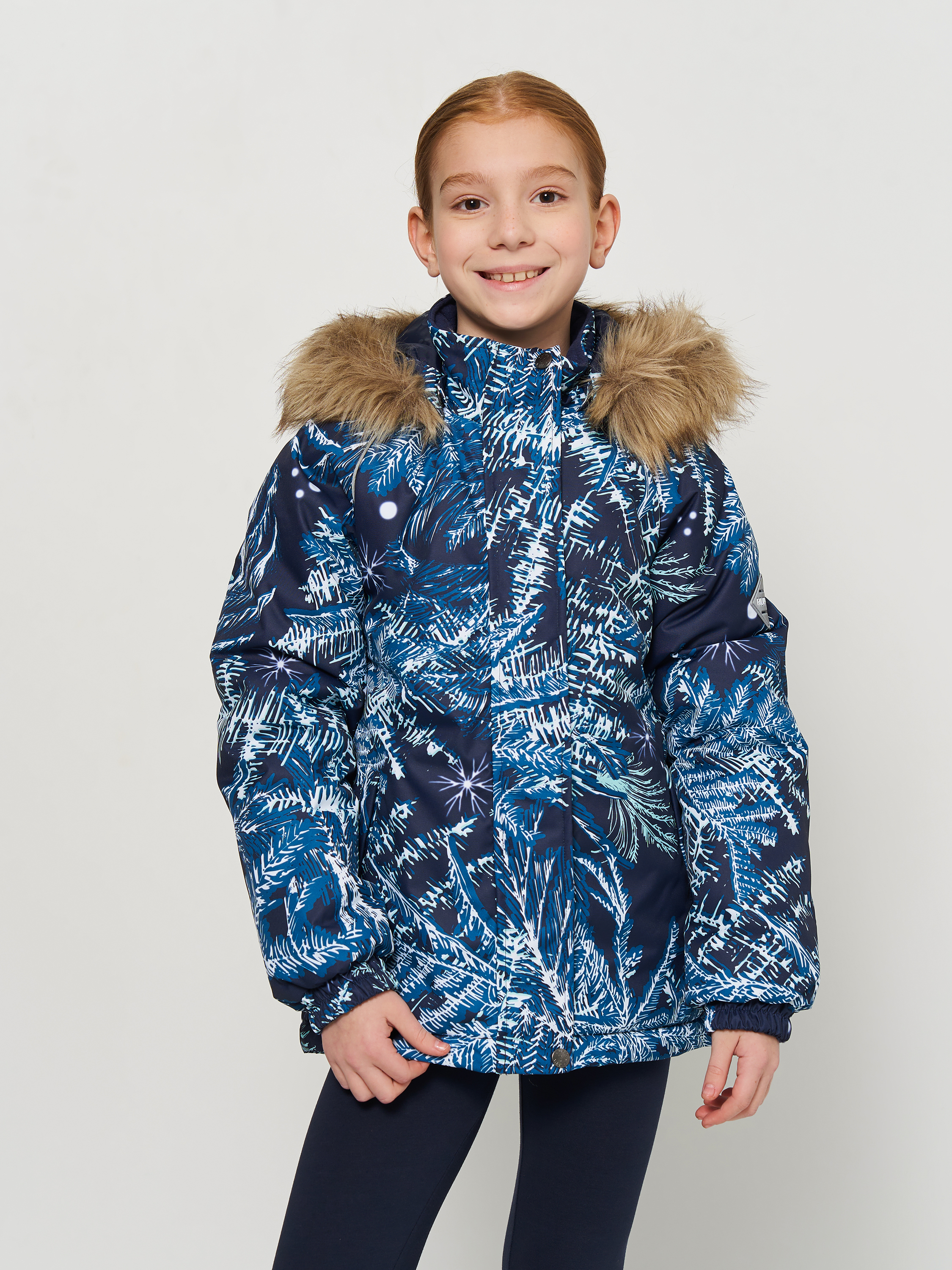 Акция на Дитяча зимова куртка для дівчинки Huppa Alondra 18420030-34286 128 см Темно-синя от Rozetka
