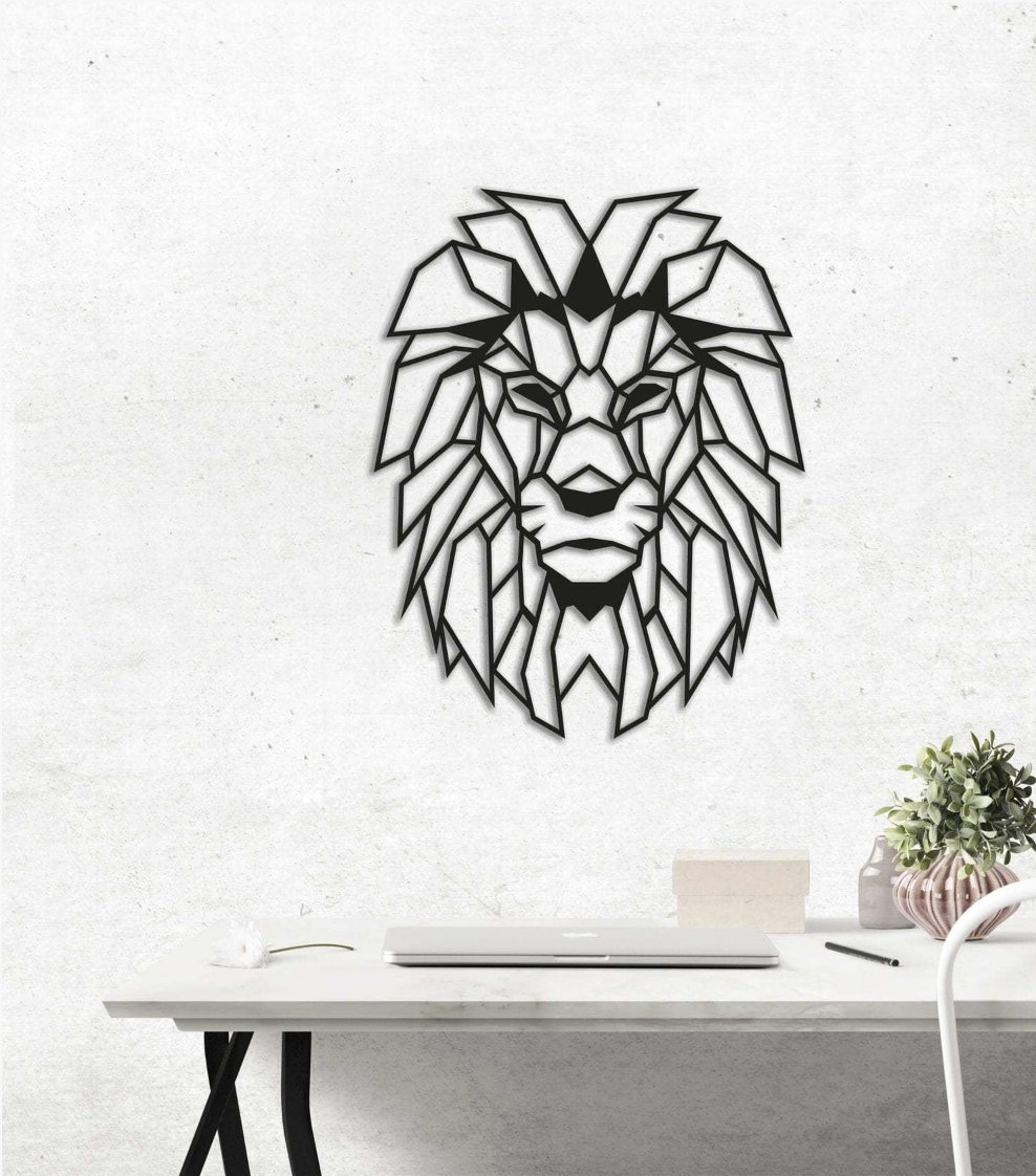 

Декоративное панно из дерева картина Lion Лев 40х51 см S