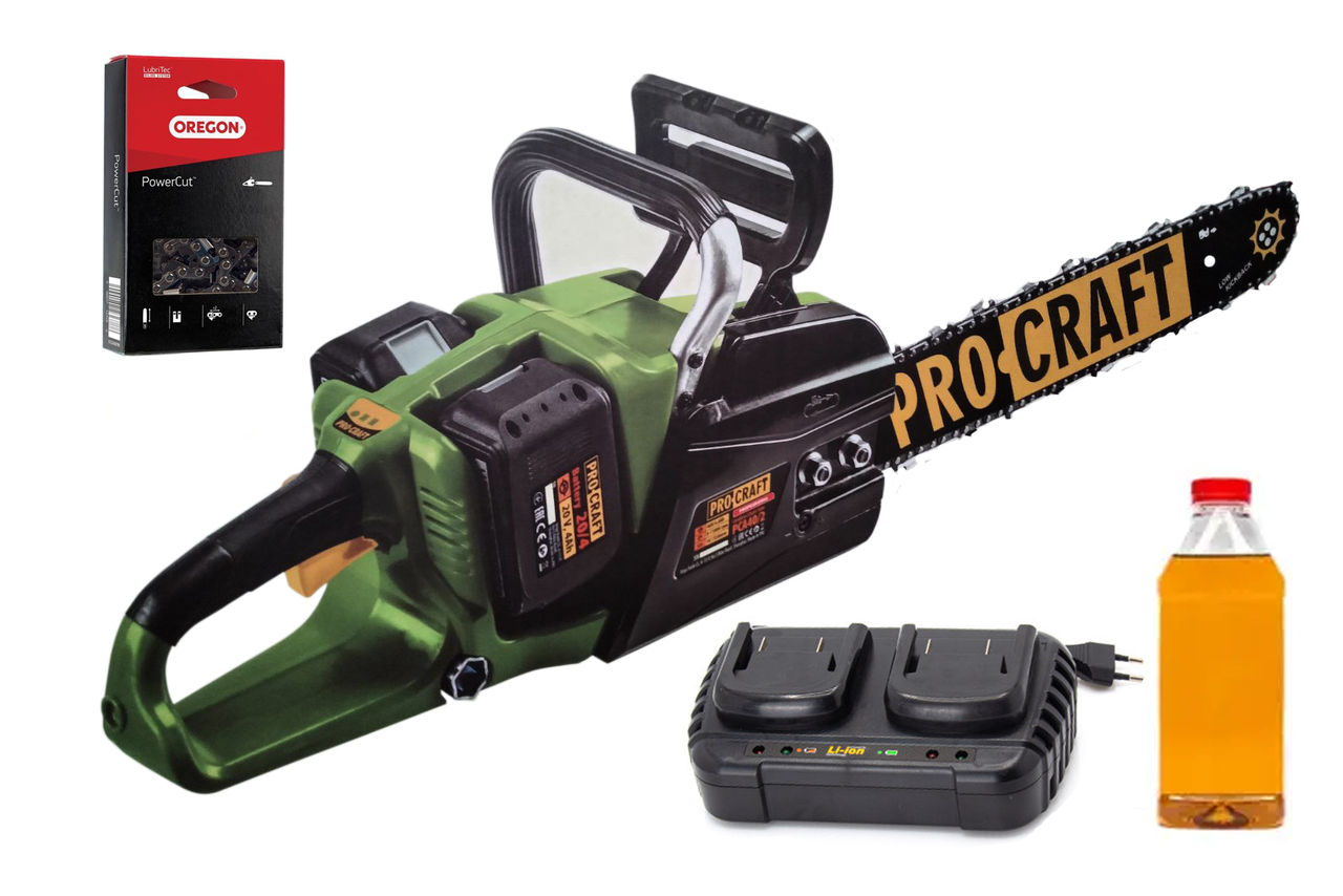 Аккумуляторная цепная пила Procraft PCA40/2 в комплекте с двумя ...