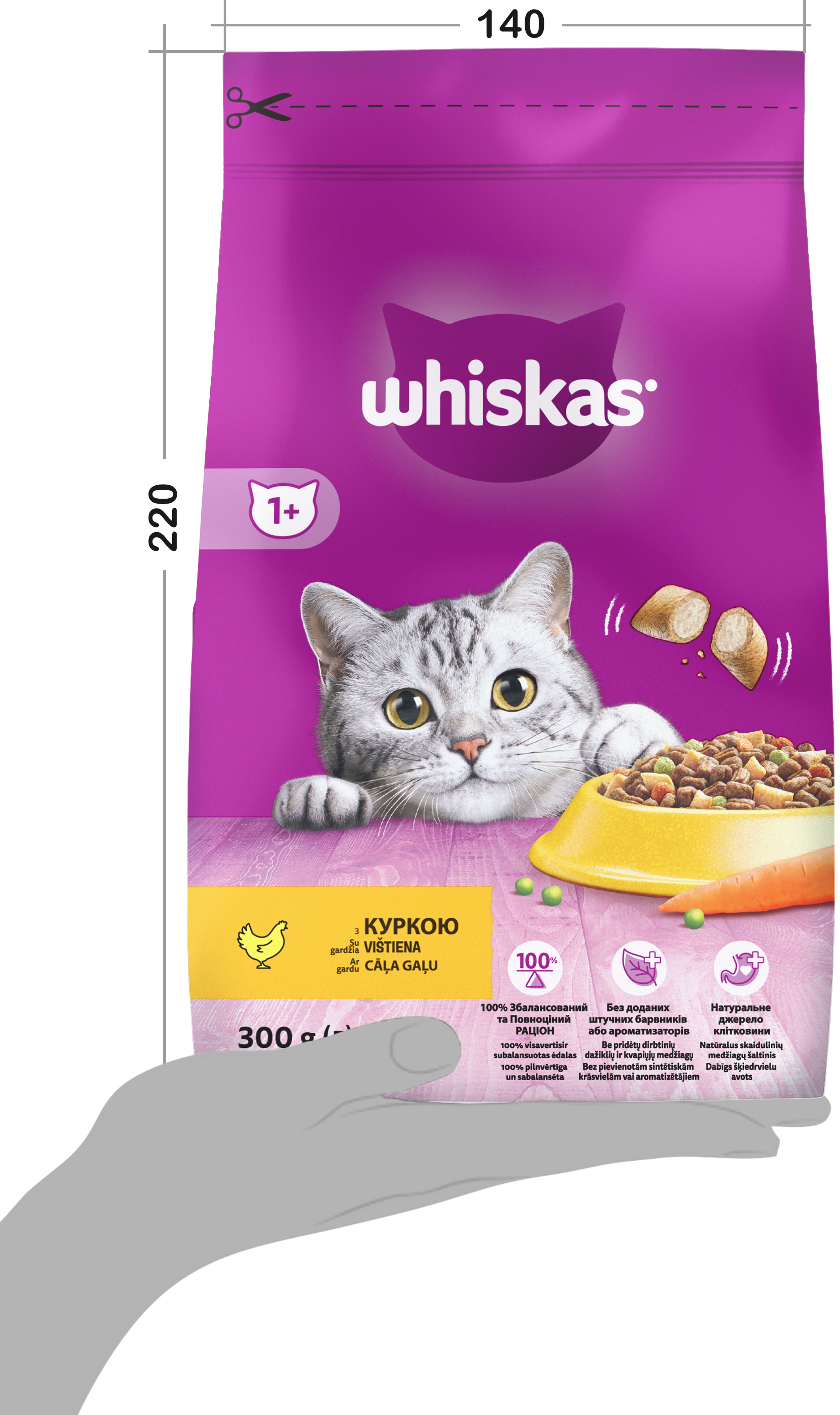 Упаковка сухого корма для котов Whiskas с курицей 14 х 300 г  (5998749105986/5998749144251) – в интернет-магазине ROZETKA | Купить в  Украине: Киеве, Харькове, Днепре, Одессе, Запорожье, Львове