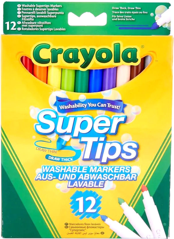 Набор фломастеров Crayola Markers Supertips washable х 12 шт  (5010065075092) – фото, отзывы, характеристики в интернет-магазине ROZETKA