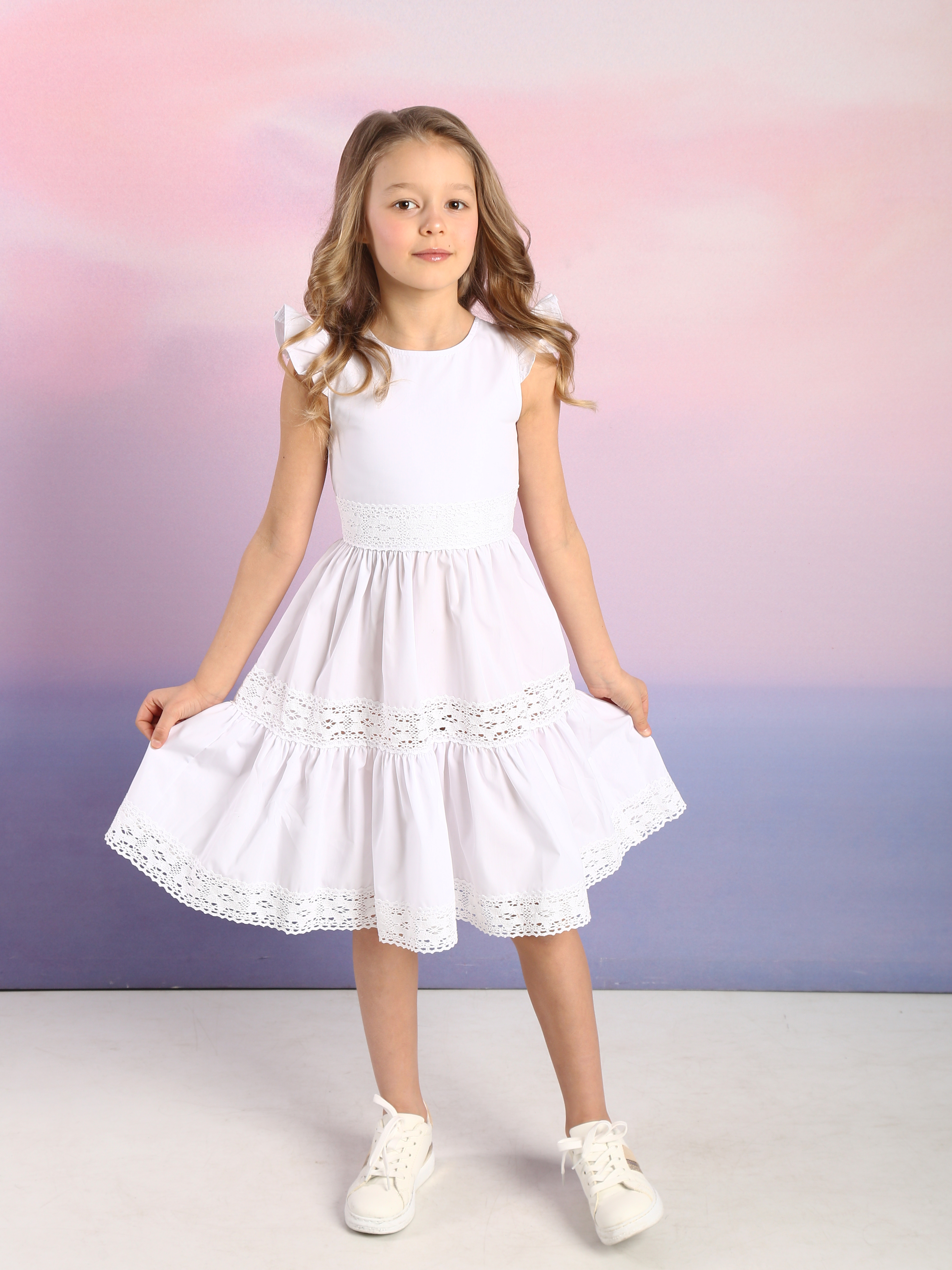 Акція на Дитяча літня святкова сукня для дівчинки Ласточка 22_7040 122 см Біла від Rozetka