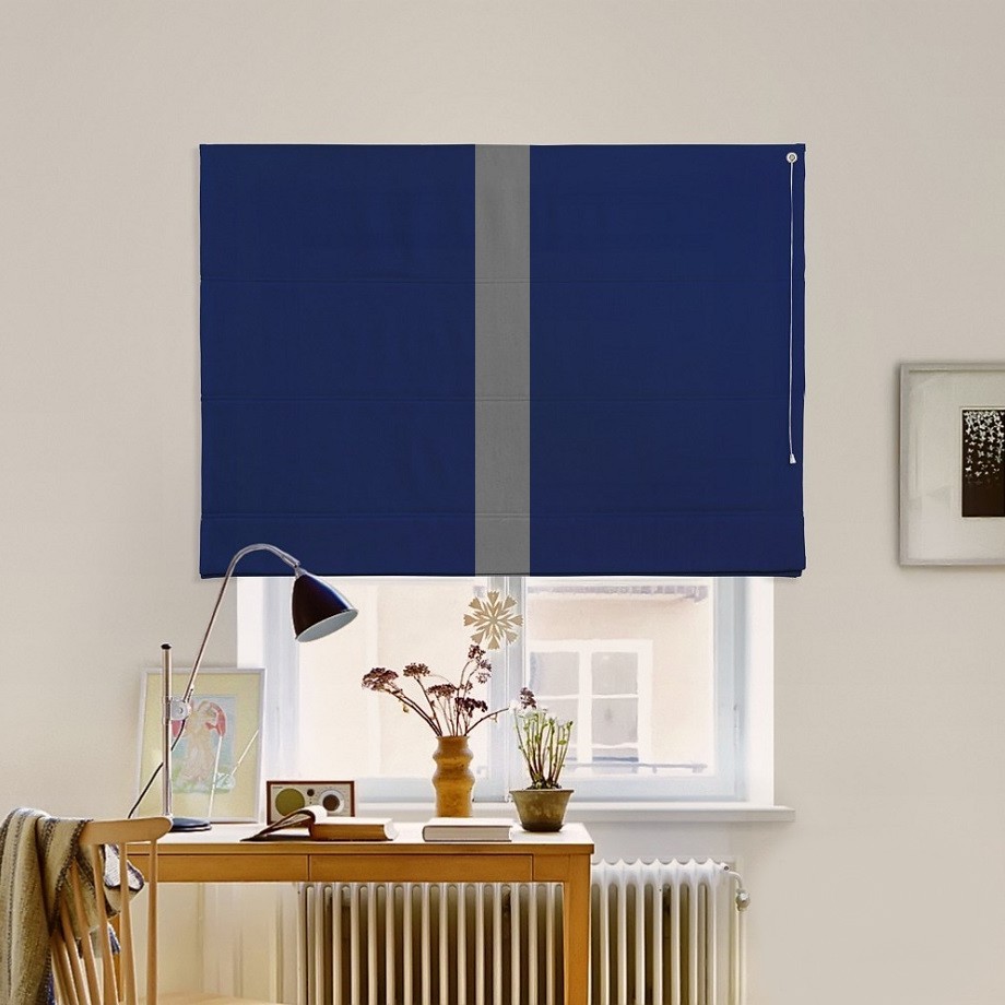 

Римская штора с кантом по центру система Classic InHt Джуси велюр Синий/Антрацит 40х160 см