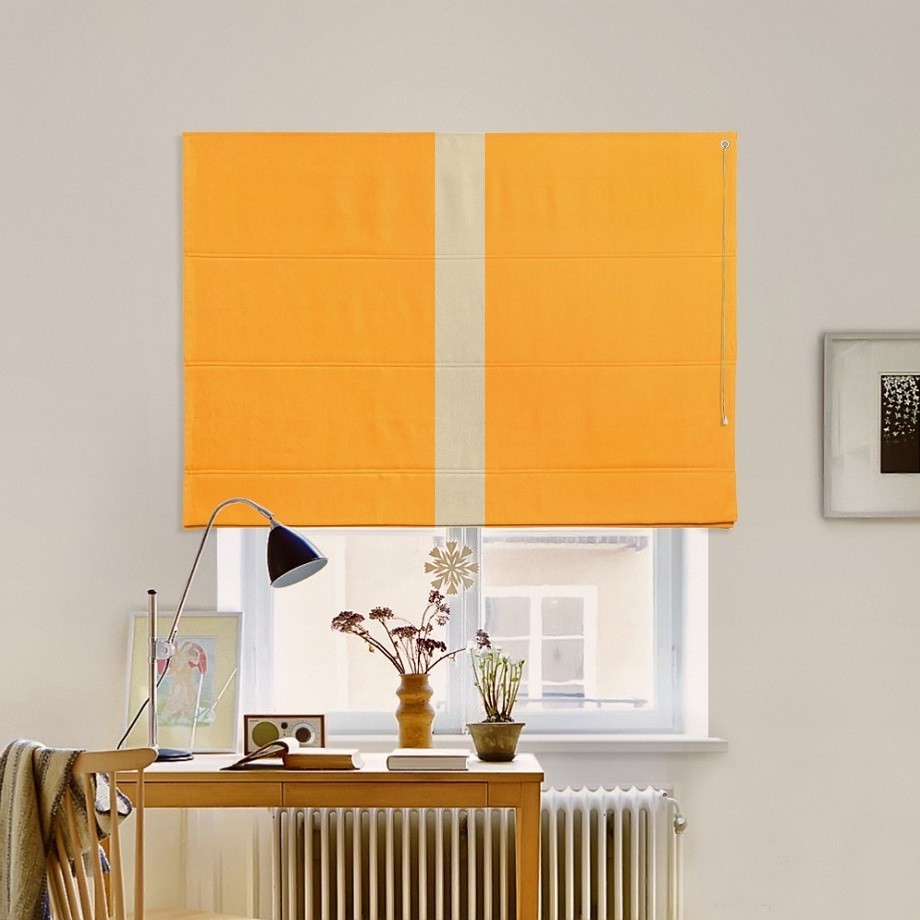 

Римская штора с кантом по центру система Classic InHt Джуси велюр Оранжевый/Бежевый 170х160 см