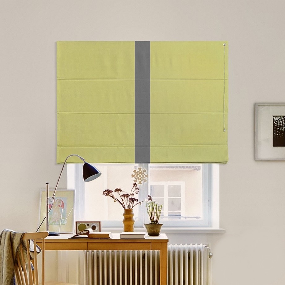 

Римская штора с кантом по центру система Classic InHt Джуси велюр Зеленый/Антрацит 40х160 см