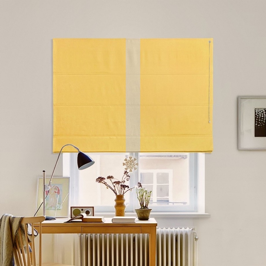 

Римская штора с кантом по центру система Classic InHt Джуси велюр Желтый/Бежевый 150х160 см