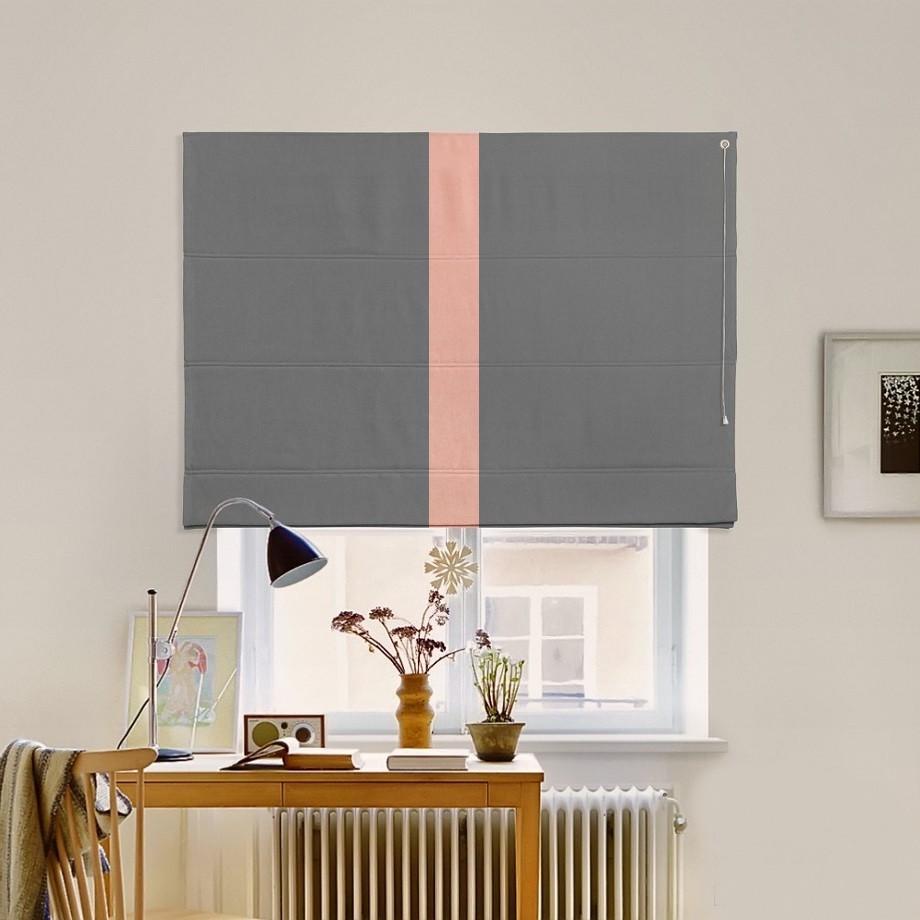 

Римская штора с кантом по центру система Classic InHt Джуси велюр Антрацит/Пудра 220х160 см