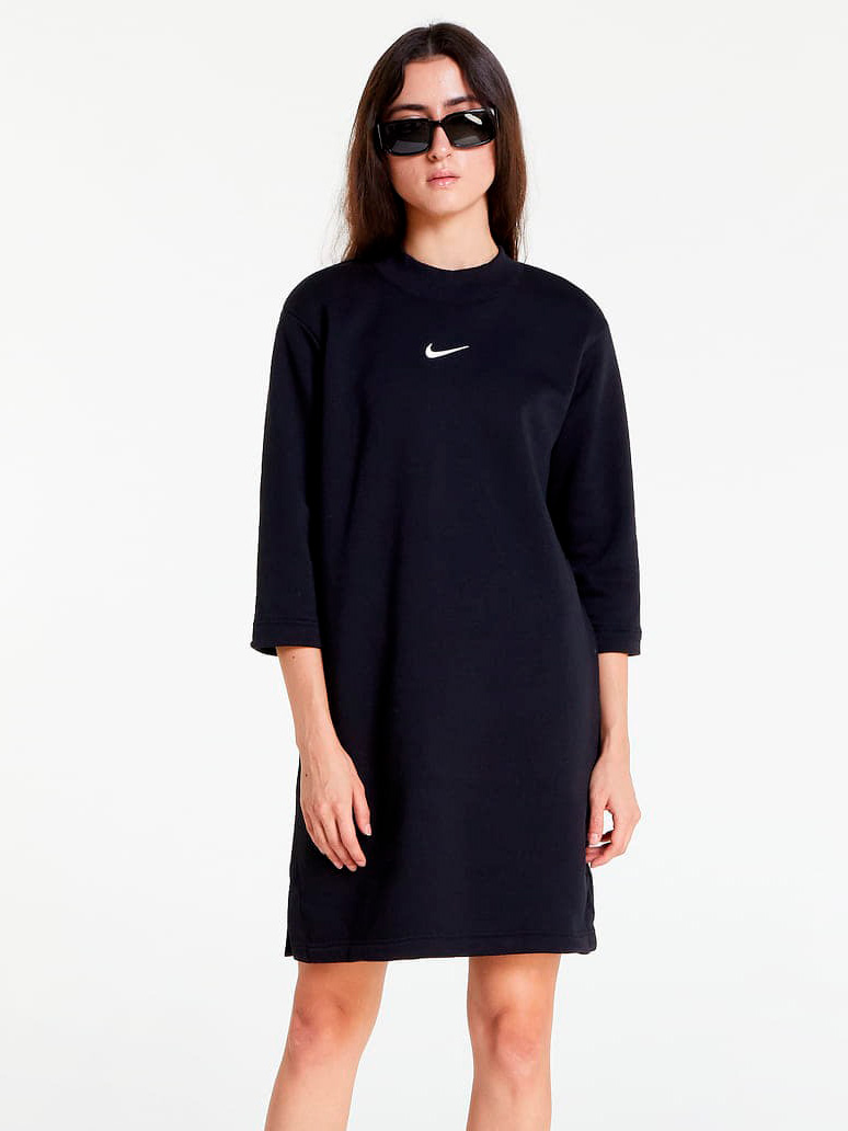 Акция на Платье-футболка миди летнее женское Nike Style Fleece 3Q Dress DV5248-010 XS Black/Sail от Rozetka