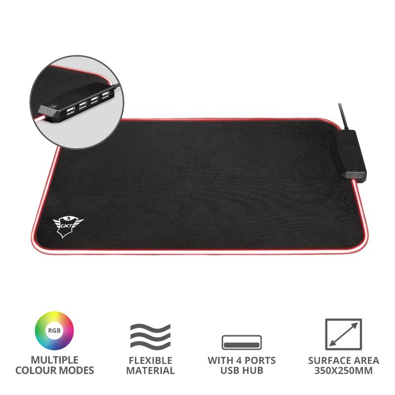 

Коврик Trust GXT 765 Glide-Flex RGB Mouse Pad with USB Hub Black (23646_TRUST)