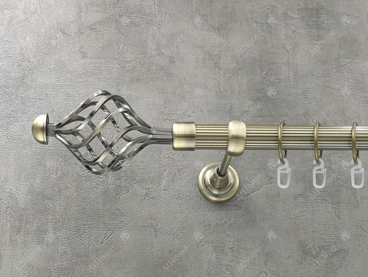 

Карниз Quadrum Арезо 400 см одинарный Антик 25 мм рифленая (кольца с крючками)