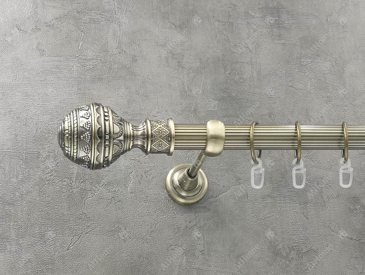 

Карниз Quadrum Арабеска 400 см одинарный Антик 25 мм рифленая (кольца с крючками)