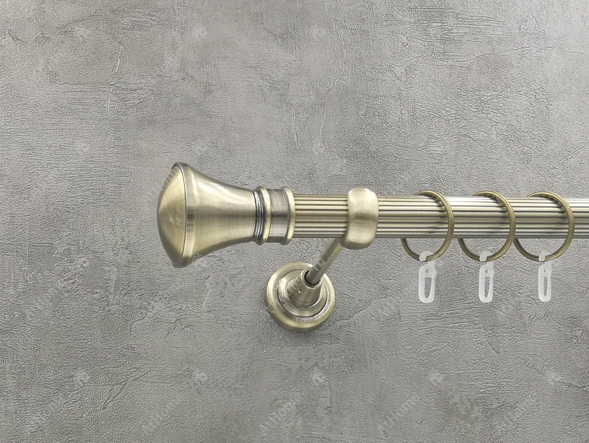 

Карниз Quadrum Люксор 160 см одинарный Антик 25 мм рифленая (кольца с крючками)