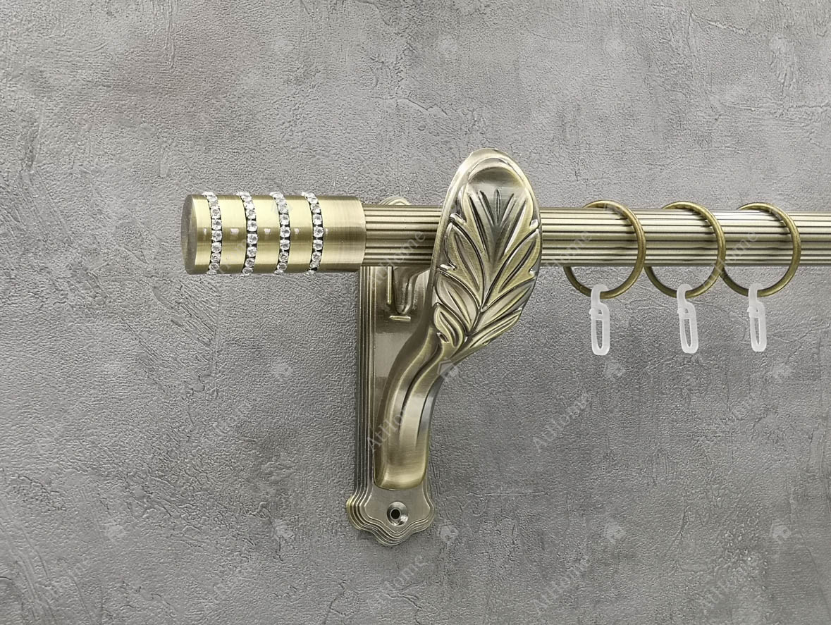 

Карниз Quadrum Барамела 160 см одинарный ретро Антик 25 мм рифленая (кольца с крючками)