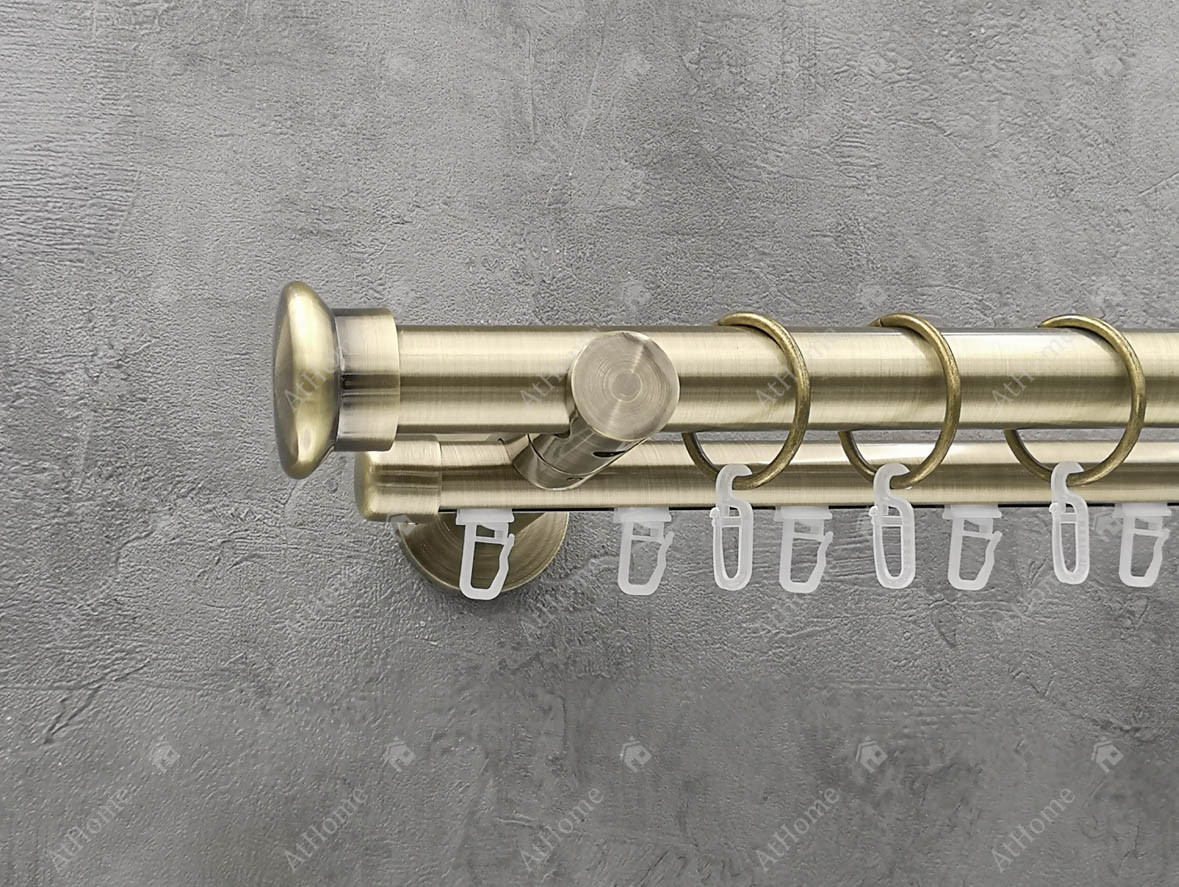 

Карниз Quadrum Дуо 320 см двойной универсальный Антик 25/19 мм гладкая/импрессионная (кольца с крючками)