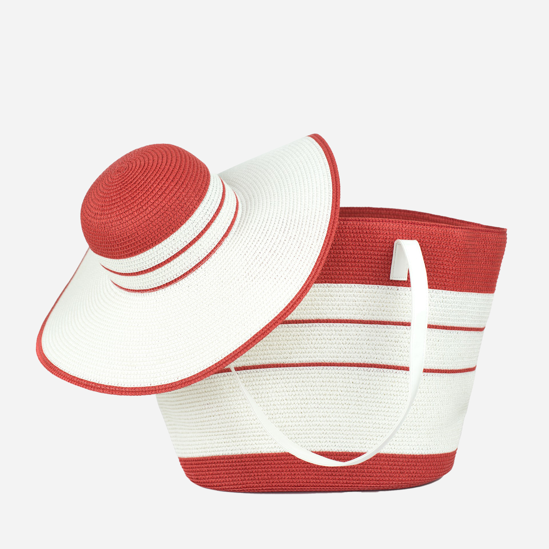 Акція на Комплект жіночий сумка-шопер + капелюх Art Of Polo cz22193 Білий/Червоний від Rozetka