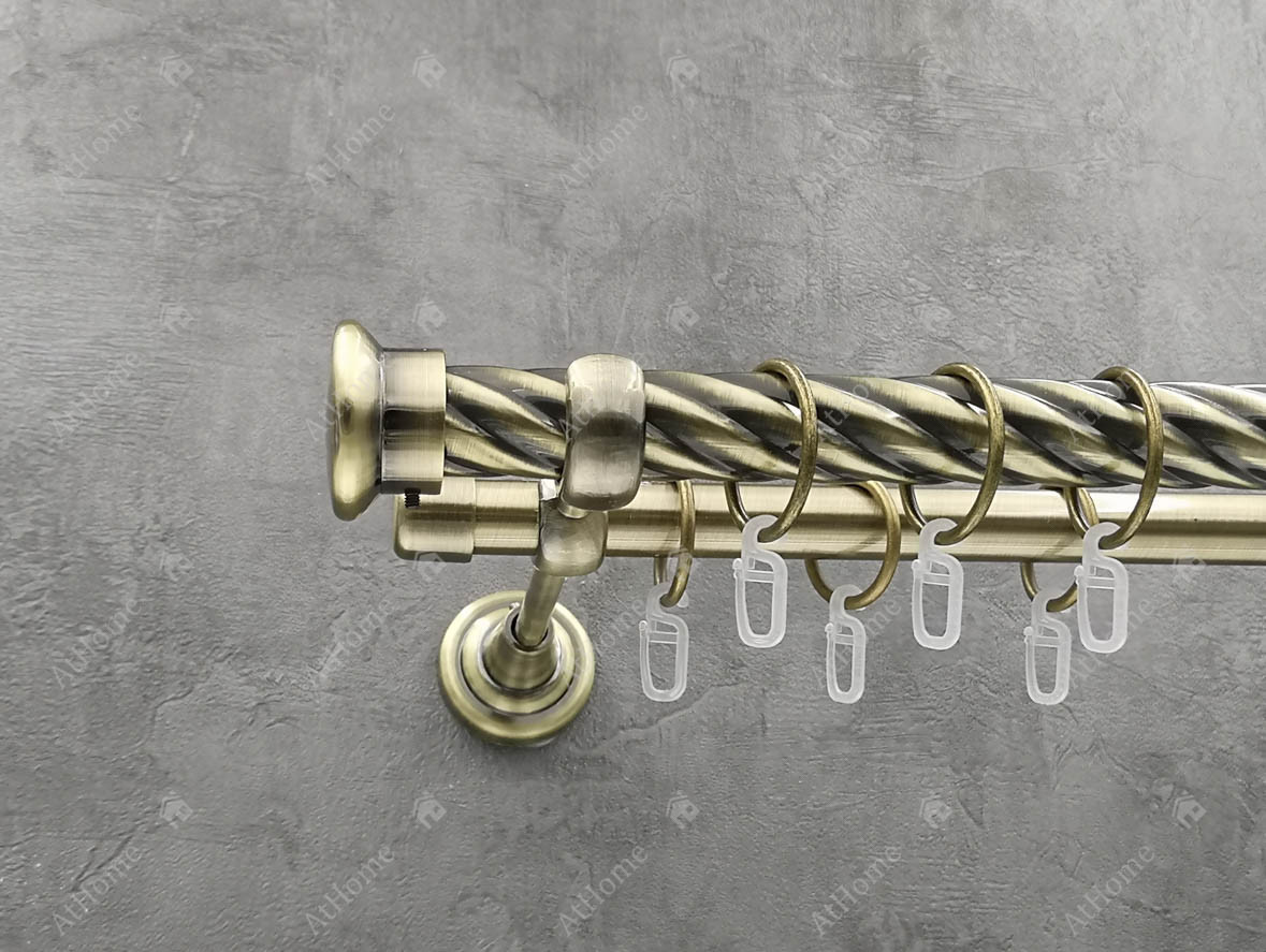 

Карниз Quadrum Дуо 160 см двойной Антик 25/19 мм витая (кольца с крючками)