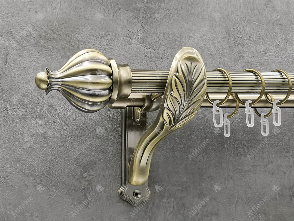 

Карниз Quadrum Таджа 240 см двойной Антик ретро 25/19 мм рифленая (кольца с крючками)