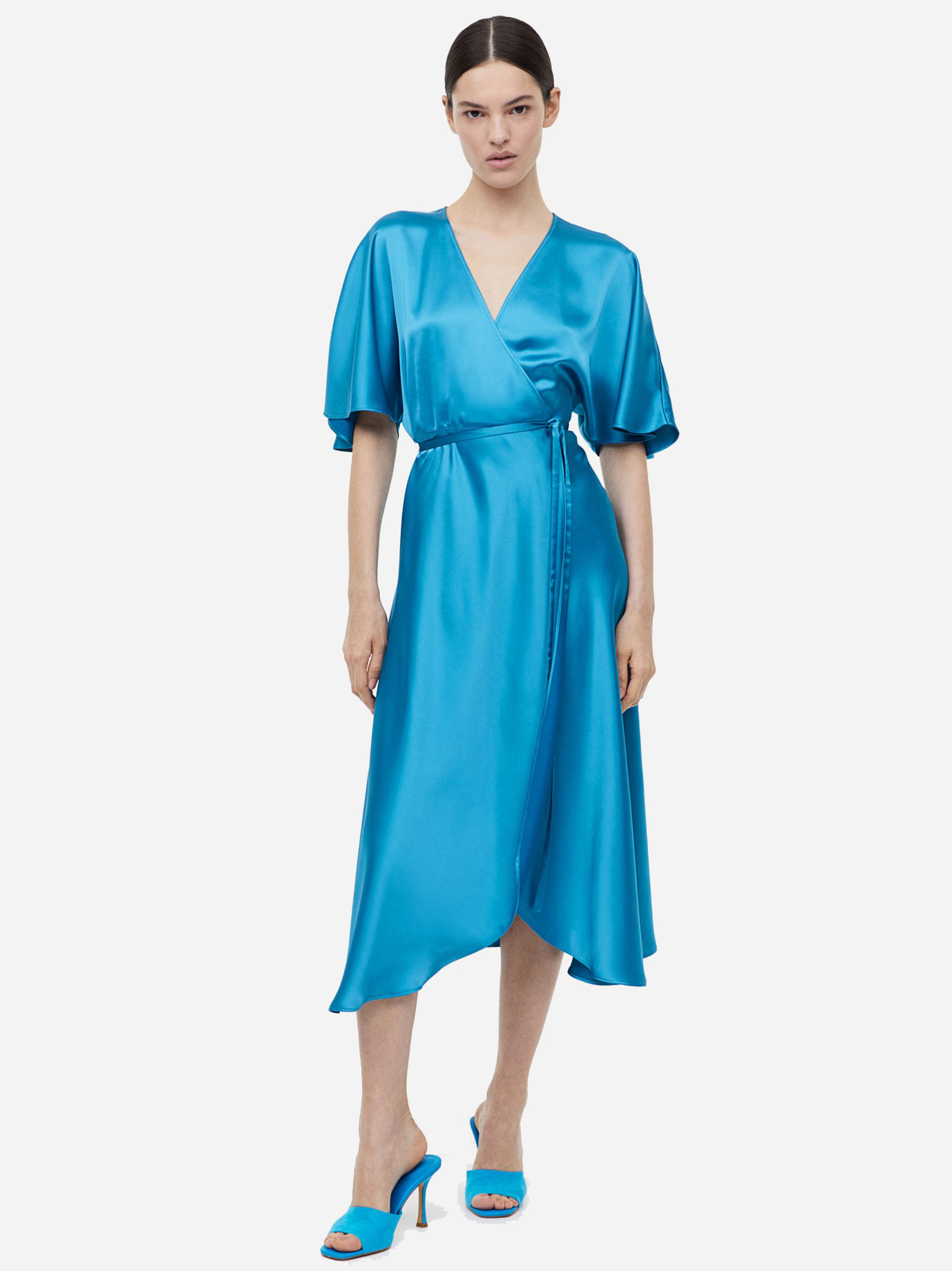 Акция на Сукня на запах міді літня жіноча H&M A2809-1159123 S Світло-синя от Rozetka