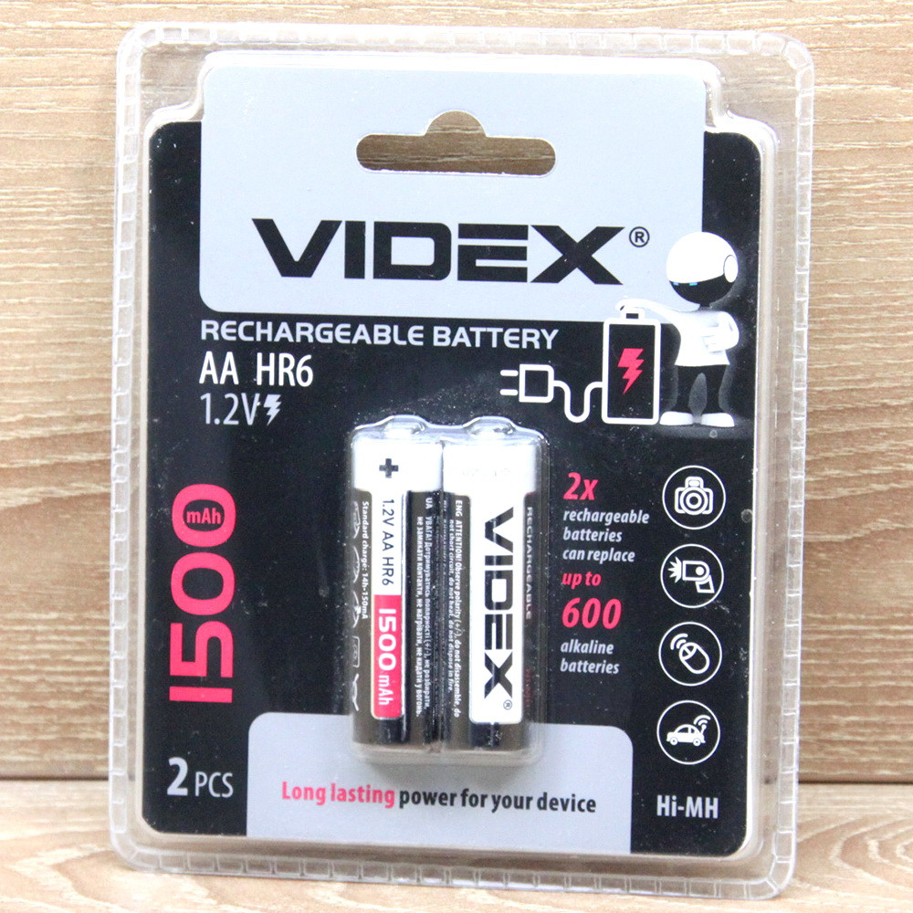 Аккумуляторы Videx HR6/AA 1500mAh (Блистер 2 батарейки) D100 1.2 В ...
