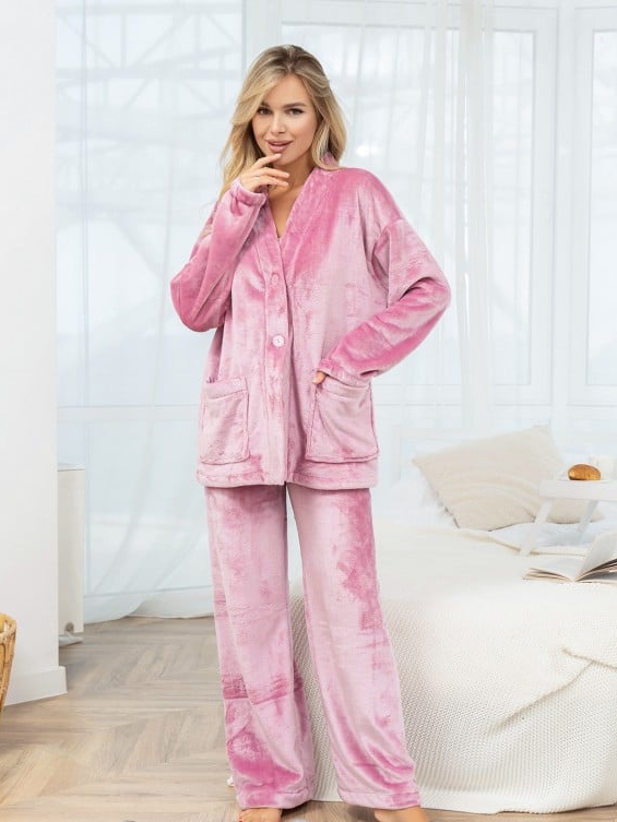 Акція на Піжама (сорочка + штани) жіноча ISSA PLUS 14324 XL Рожева від Rozetka