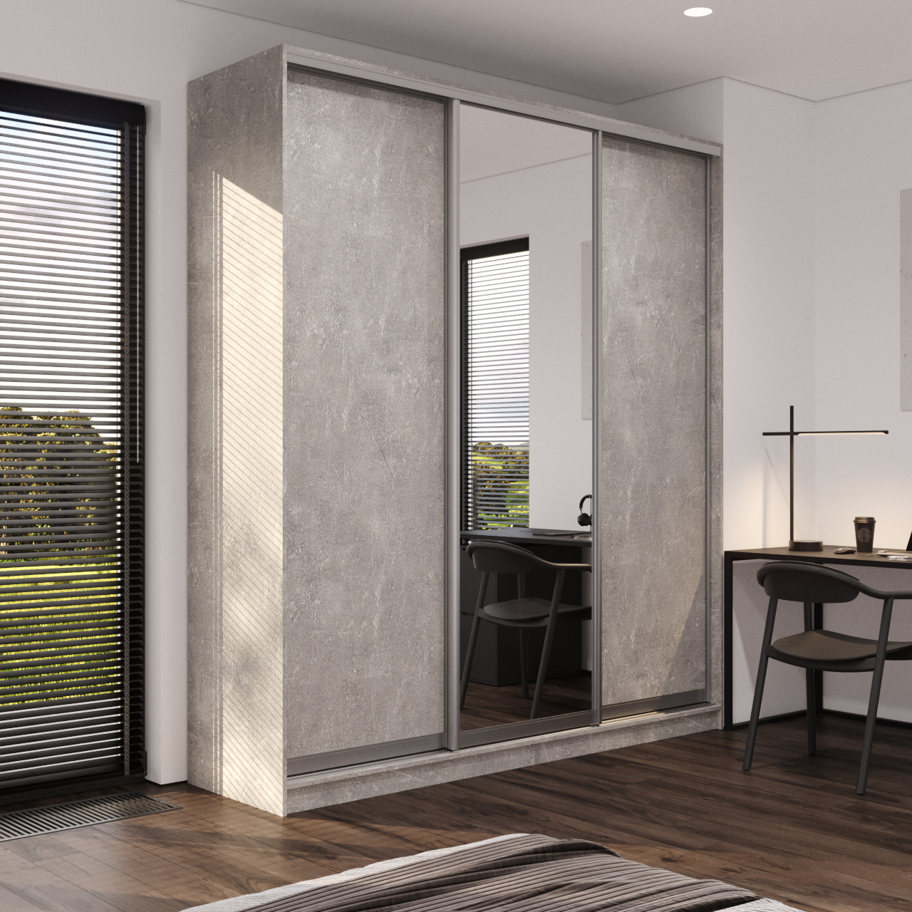 Шкаф-купе Viant LigthKombo ДСП+Зеркало+ДСП 2500х600x2400 мм Индастриал ...