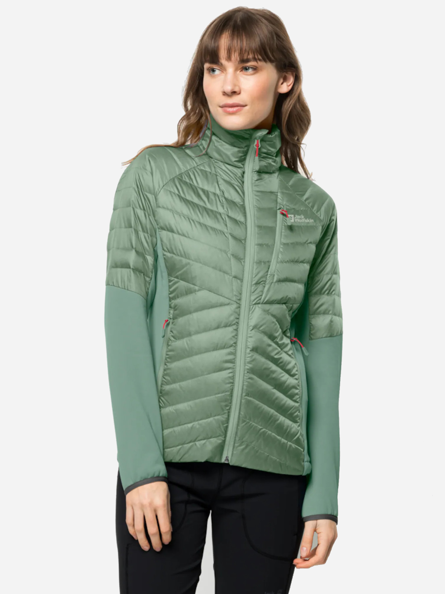 Акція на Куртка демісезонна коротка жіноча Jack Wolfskin Nebelhorn Down Hybrid W 1207081_4215 S Зелена від Rozetka