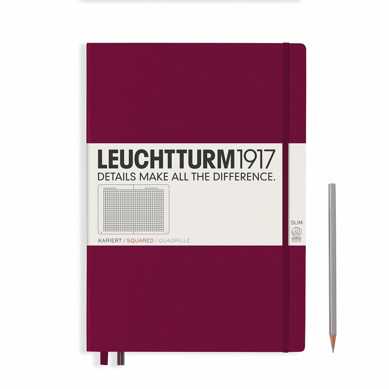 

Блокнот Leuchtturm1917 MasterSlim A4+ (22,5х31,5 см) Винний Клітинка (359785)
