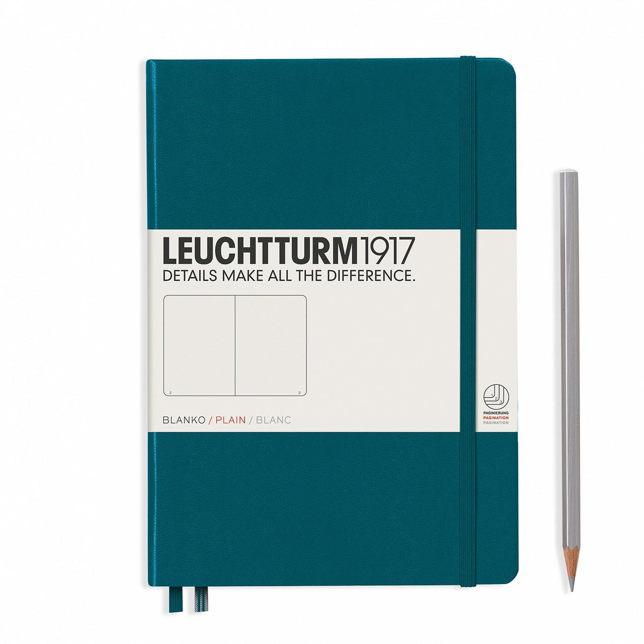 

Блокнот Leuchtturm1917 Середній (14,5х21 см) Тихоокеанский зелений Чисті аркуші (359698)