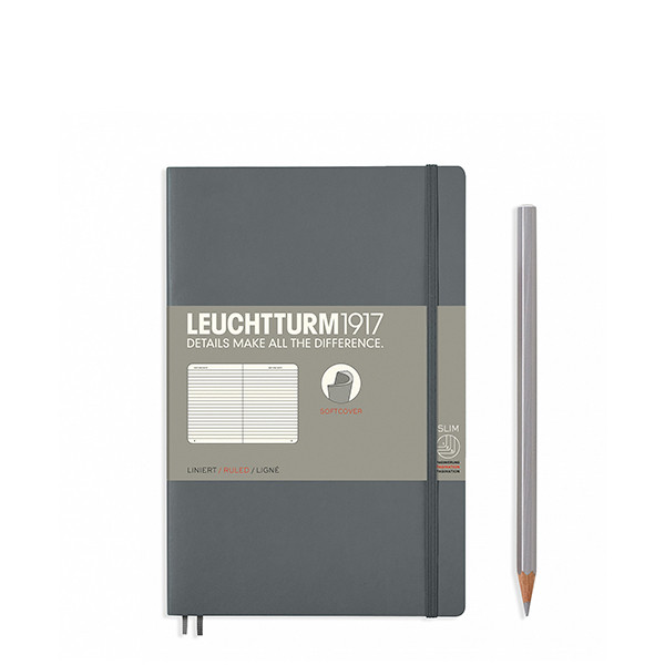

Блокнот Leuchtturm1917 М'яка обкладинка Paperback B6 (12,5х19 см) Антрацит Лінія (358326)