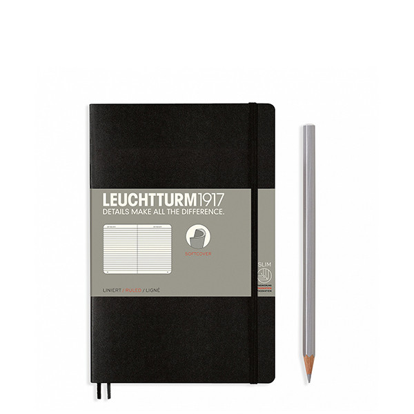 

Блокнот Leuchtturm1917 М'яка обкладинка Paperback B6 (12,5х19 см) Чорний Лінія (358288)