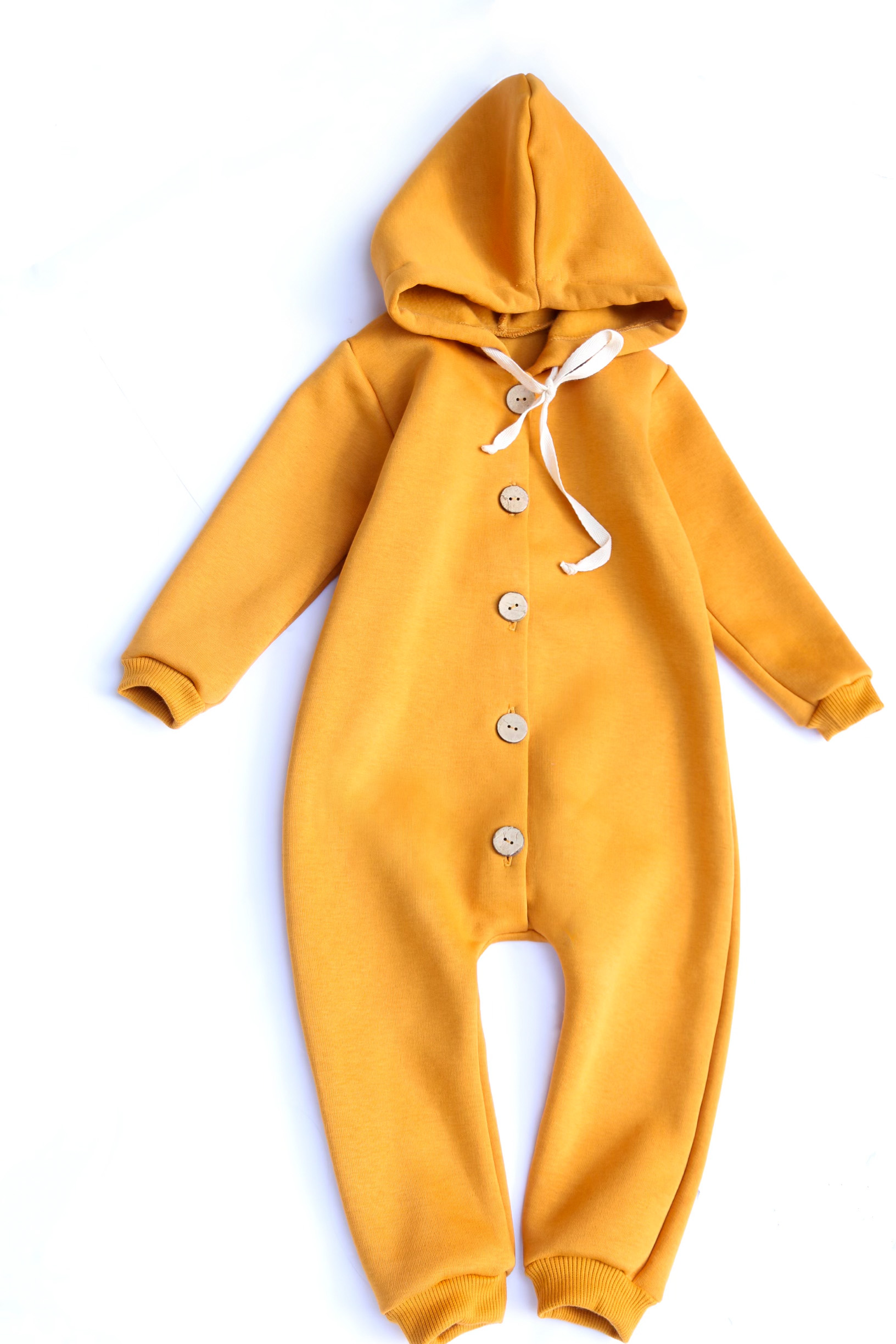 

Комбез на флисе с капюшоном Ohbebe 62 Горчичный