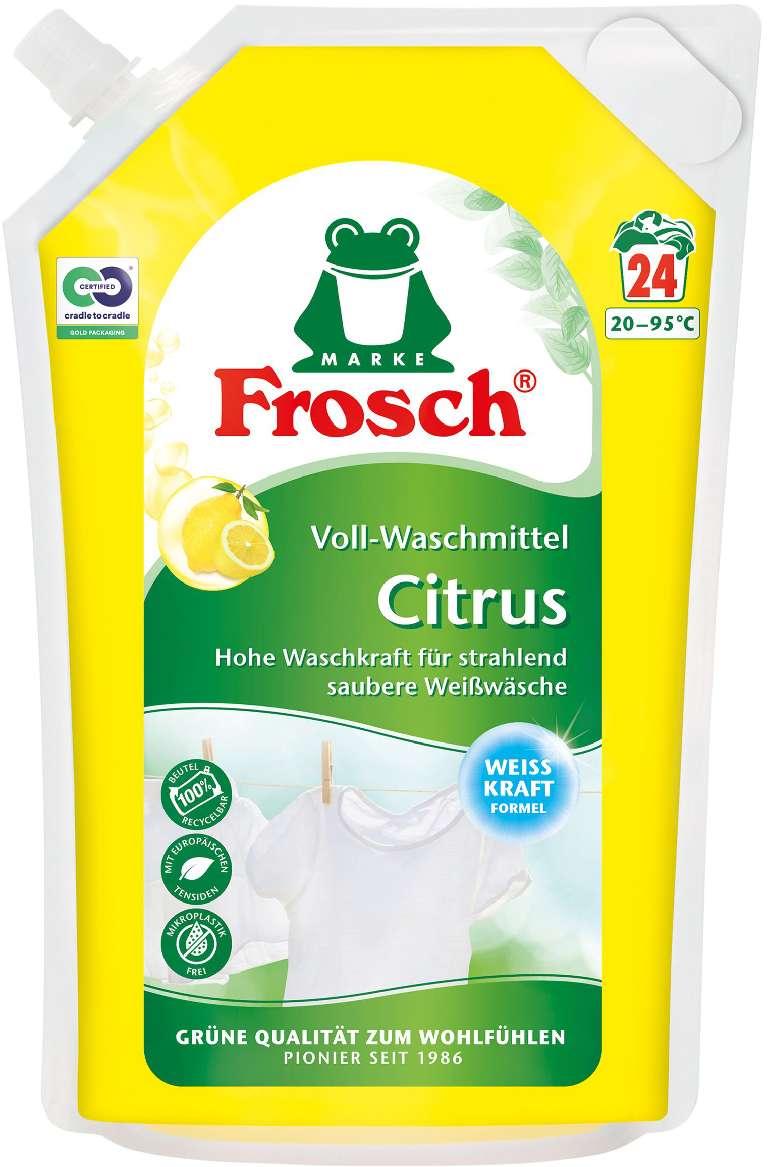 Жидкое средство для стирки Frosch Лимон 1.8 л (4001499960246) – фото ...