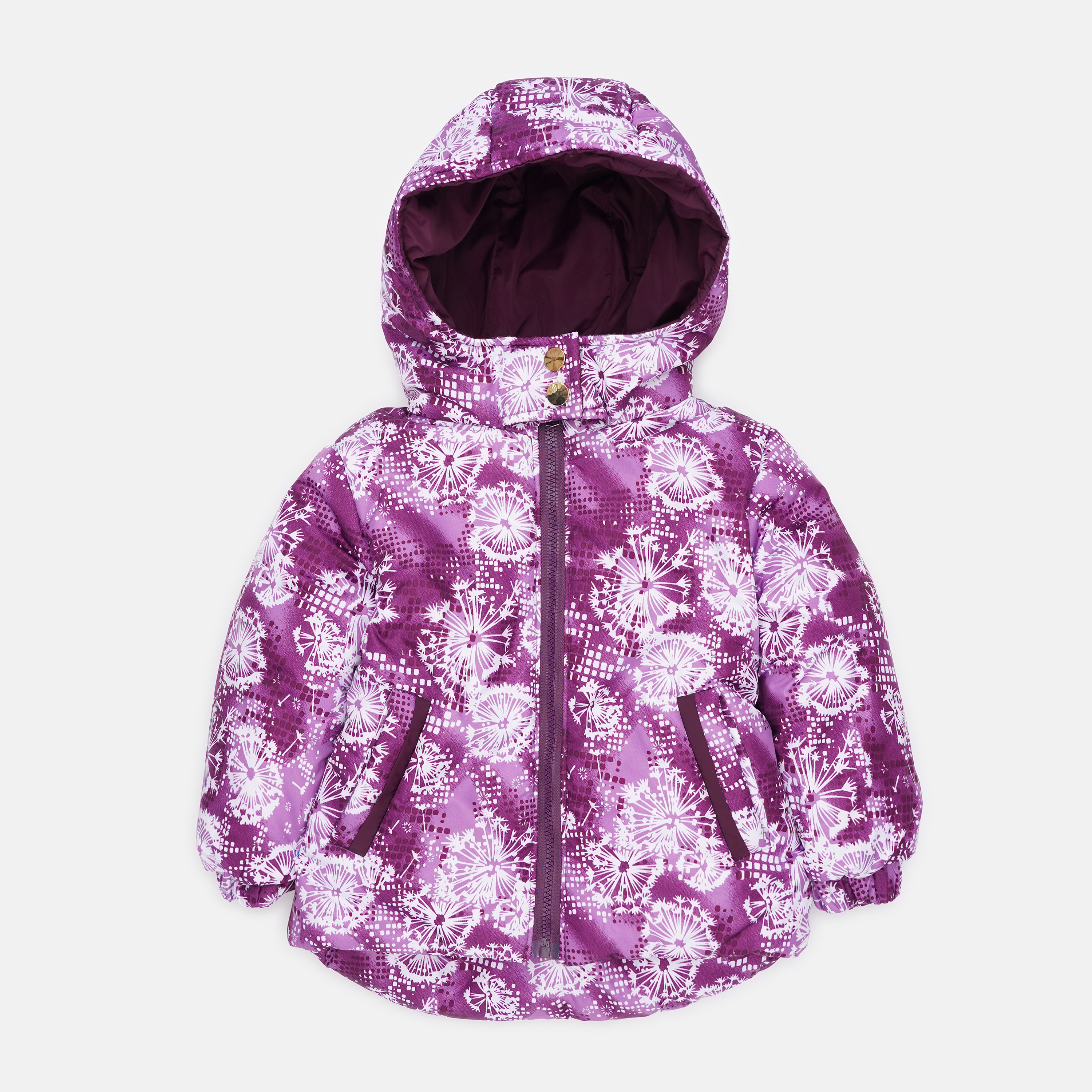 Акція на Дитяча зимова куртка для дівчинки Одягайко 20463 92 см Фіолетовий принт від Rozetka