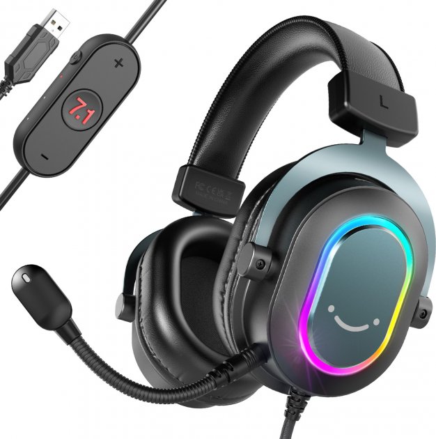 Геймерские наушники с микрофоном Fifine H6 Black RGB 7.1 купить в ...