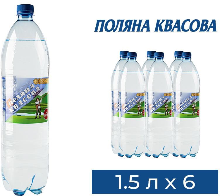 Упаковка минеральной газированной воды Поляна Квасова 1.5 л х 6 бутылок ...