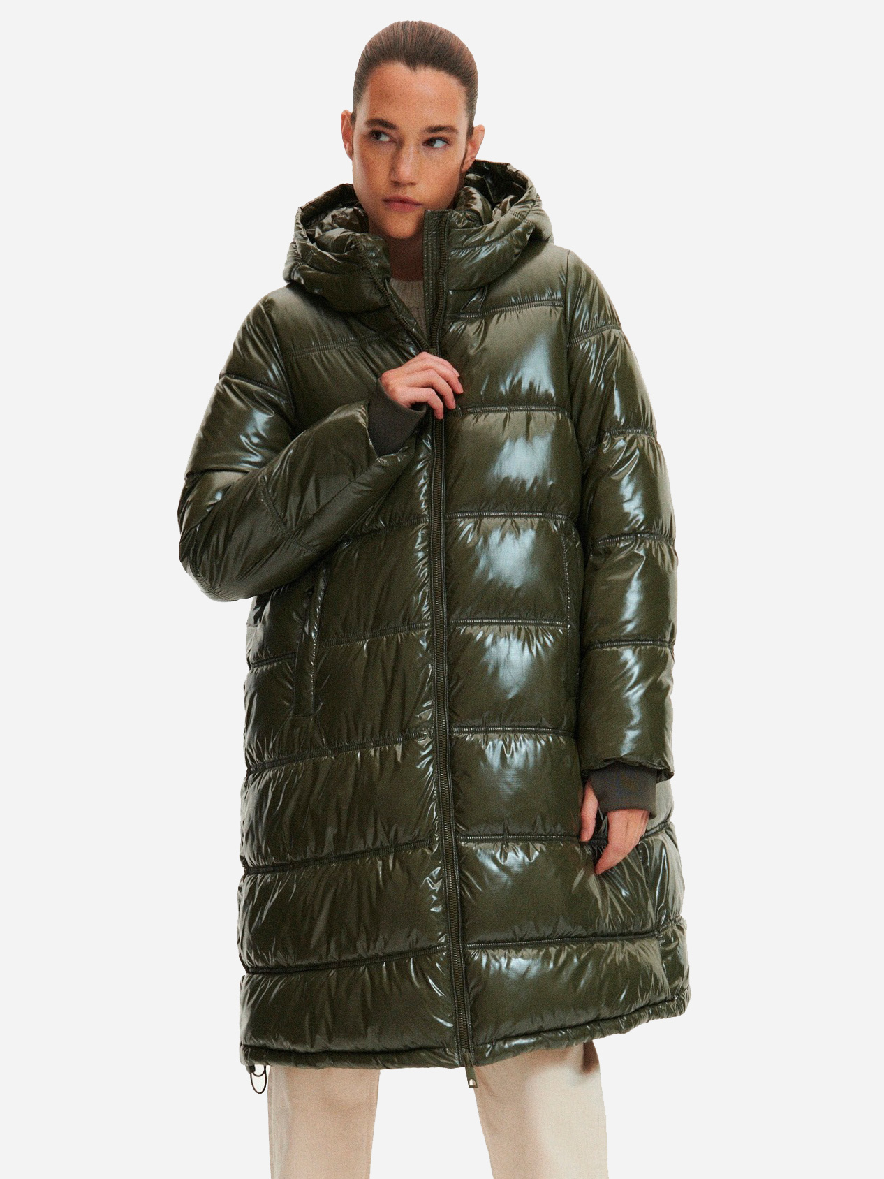 Акція на Куртка зимова жіноча Reserved 2875P-78X 36 Коричнево-зелена від Rozetka