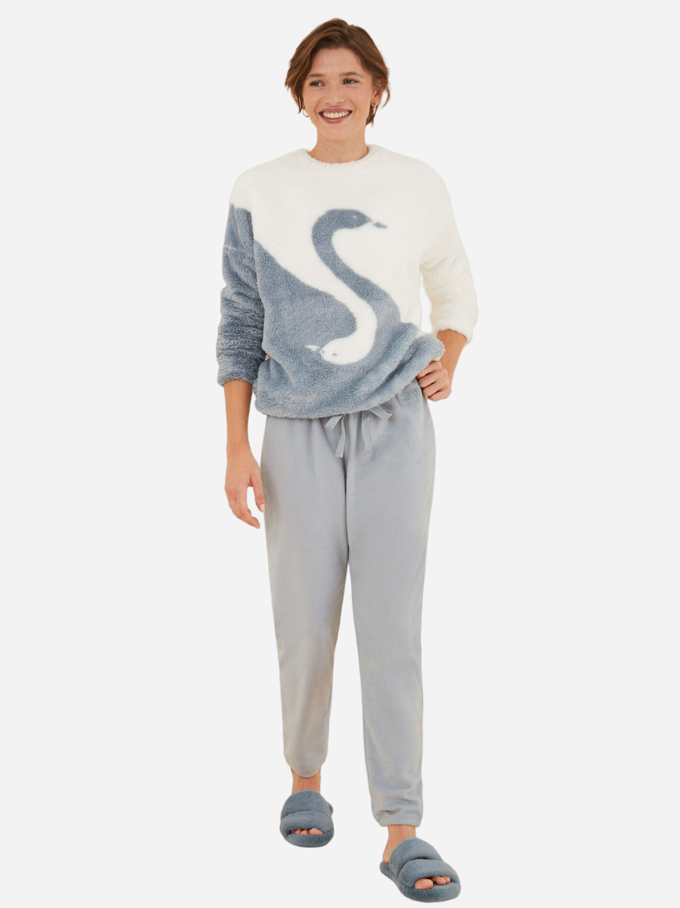 Акція на Піжама (кофта + штани) жіноча тепла Women'Secret Db Gn Swan Pj 3596115 M Синя від Rozetka