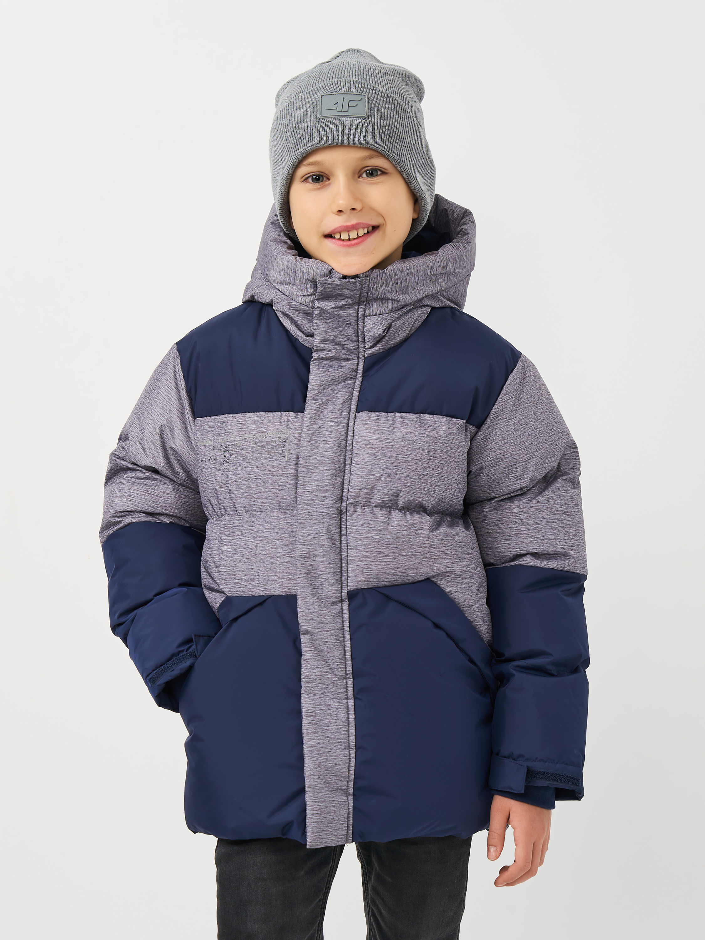 Акция на Куртка зимова дитяча Lemon Outerwear Jesie? Boy ZL3152103OJB-019 134 см Сіра от Rozetka