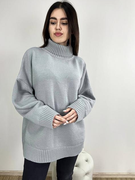 Акція на Светр в'язаний оверсайз жіночий ARTKNIT Sofia One Size Сірий від Rozetka