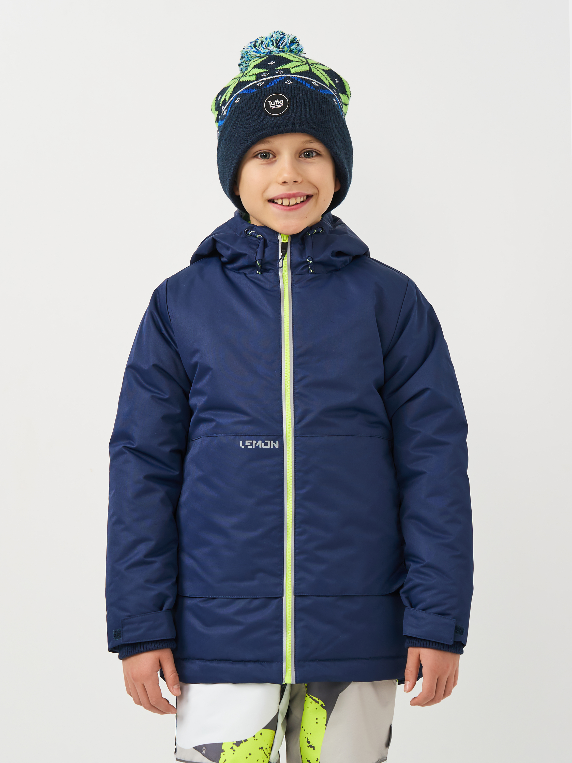 Акция на Дитяча зимова куртка для хлопчика Lemon ZL3152703OJB-015 134 см Синя от Rozetka