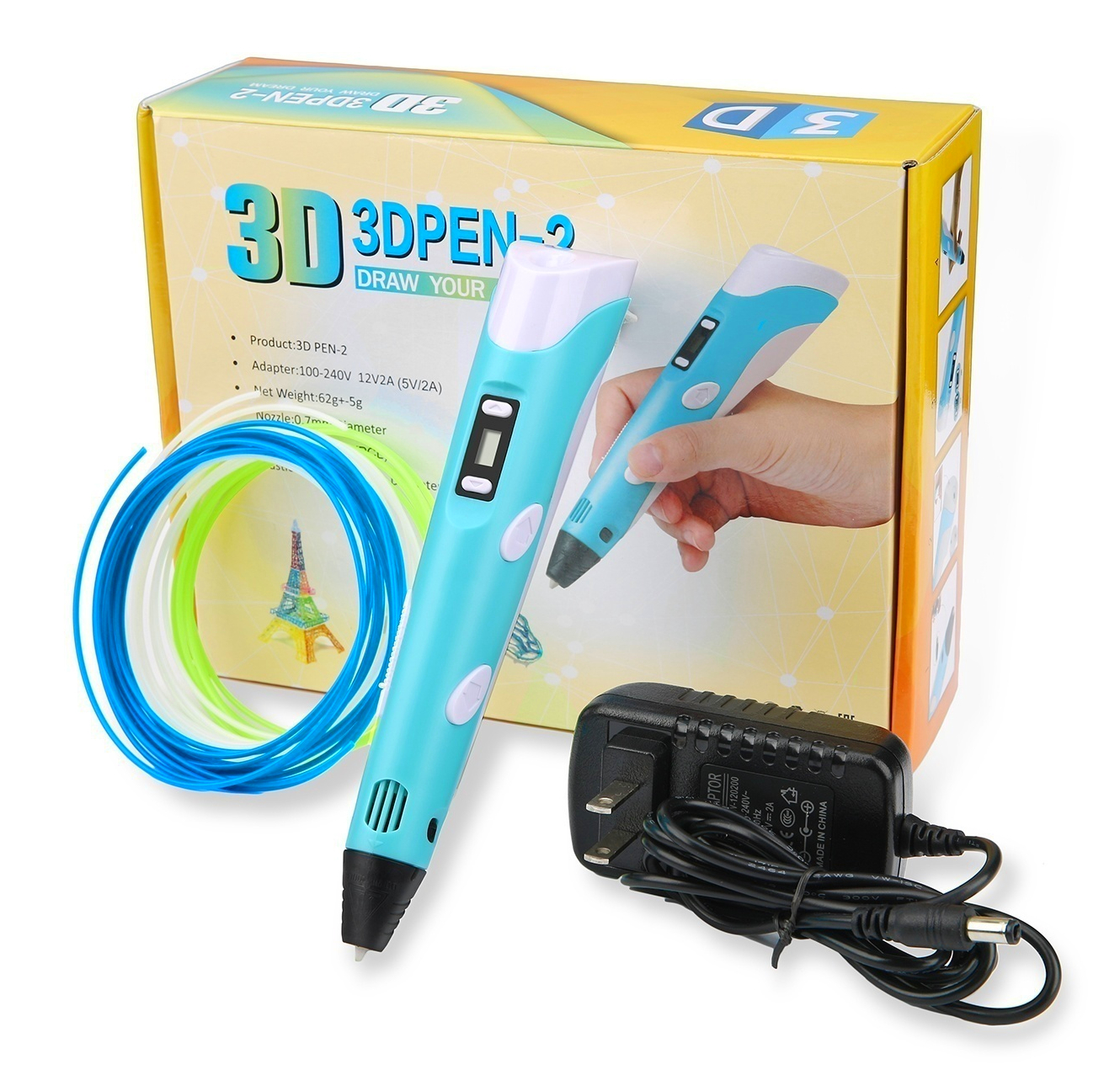 

3D-ручка с экраном 3DPen-2 с Эко Пластиком PLA (9 метров ) 3Д Ручка Blue