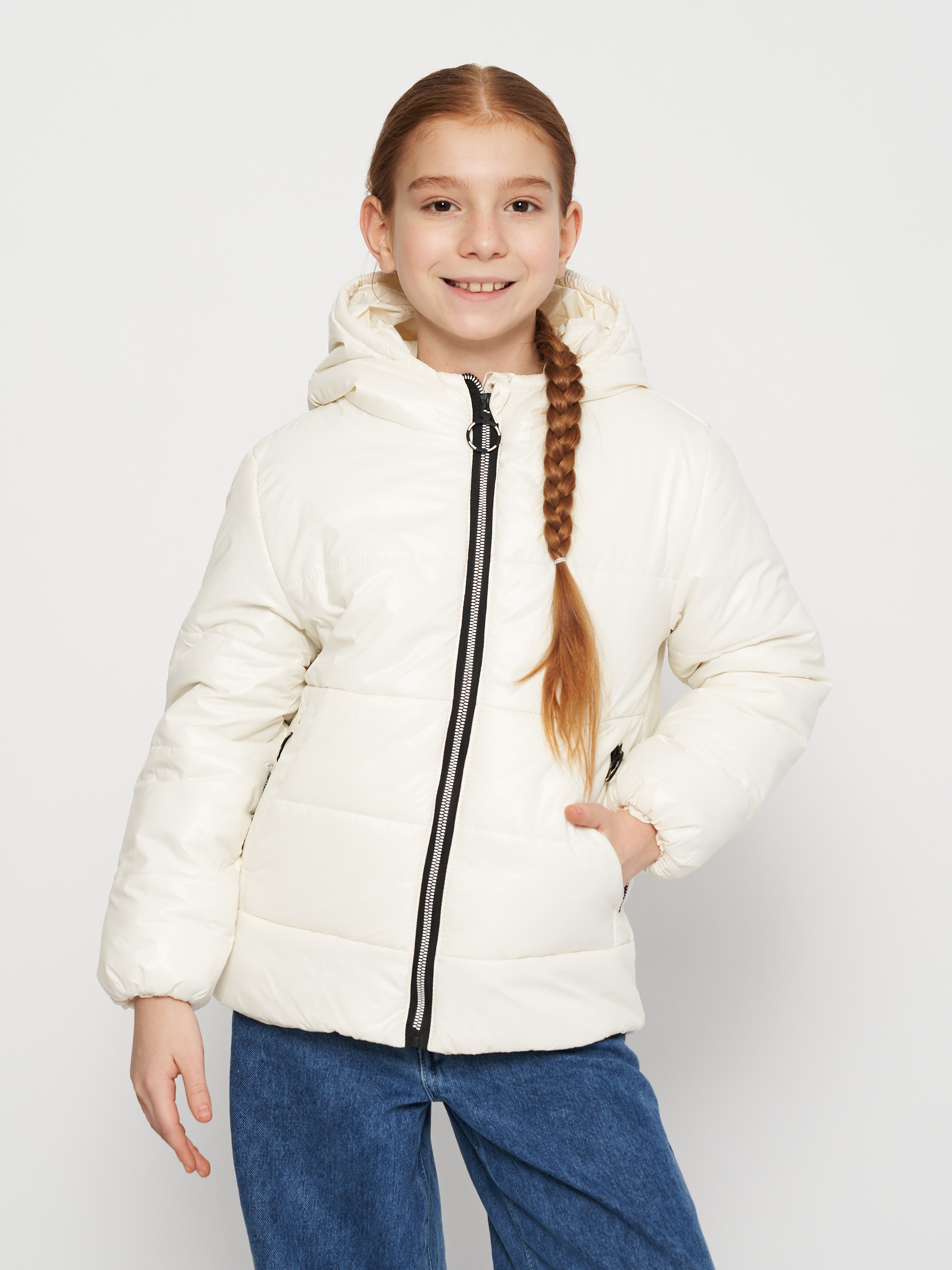 Акція на Дитяча демісезонна куртка для дівчинки Одягайко 22843 116 см Біла від Rozetka